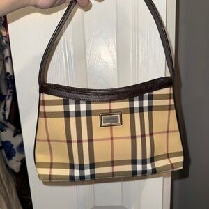 Burberry Beige and Brown Plaid Shoulder Bag